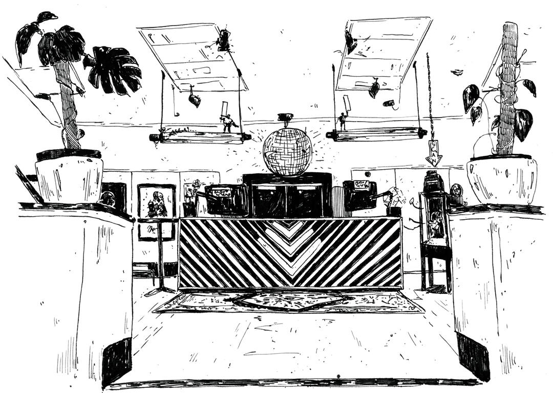 View from the entrance to the info desk